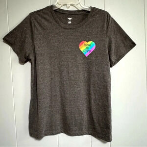 WAY TO CELEBRATE! Love is Love Short Sleeve Heather Gray T-Shirt Size L (12/14)
